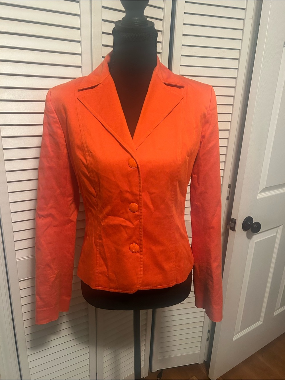 David Meister Bright Orange Tailored Button Blazer